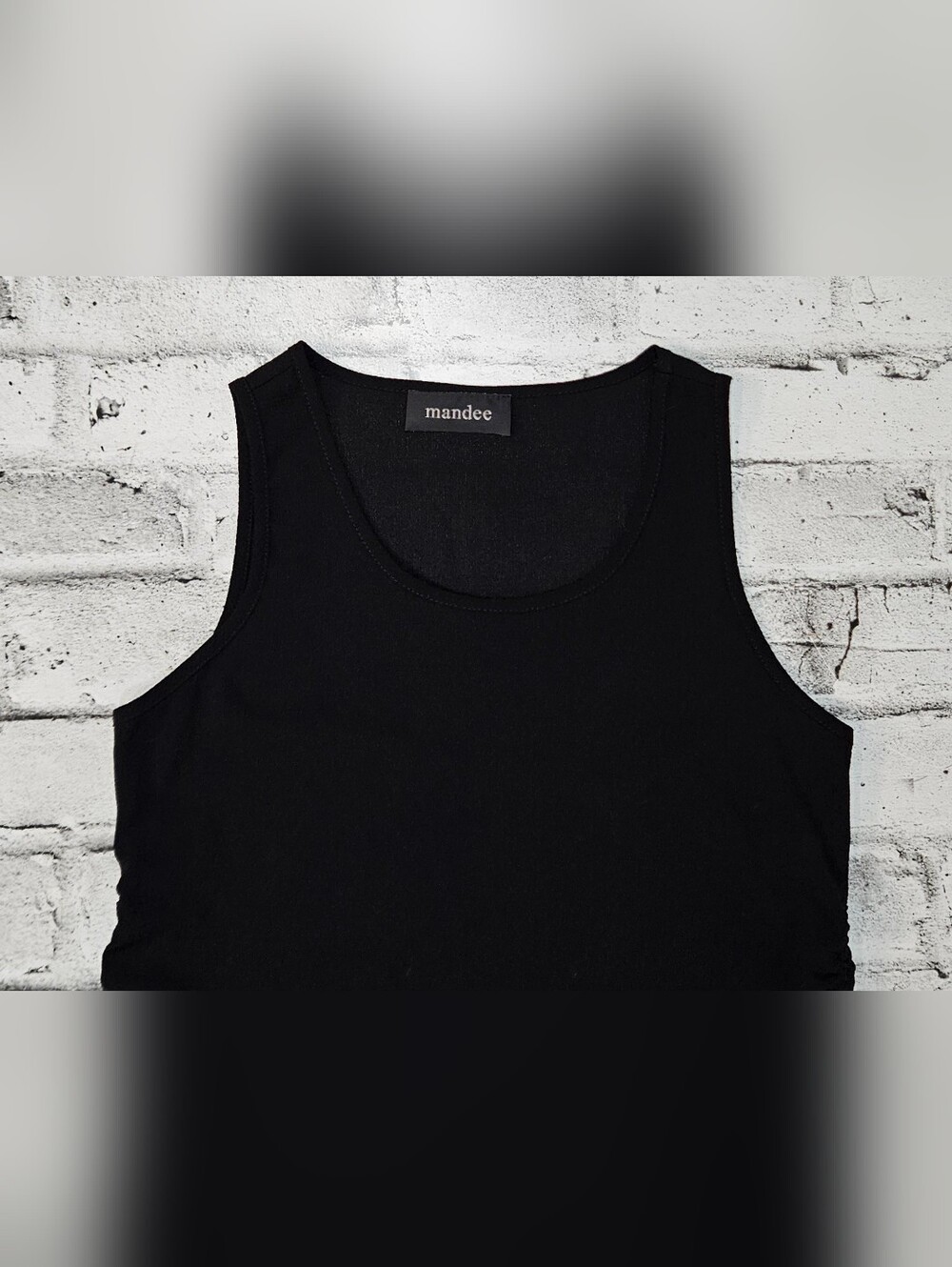 Mandee Black Sleeveless Ruched Side Tank Top Stretch Size Small - Picture 5 of 12